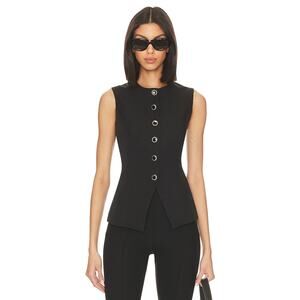 SNDYS  x Revolve Emiliana Top Button Front Statement Elegant Chic Black Size S